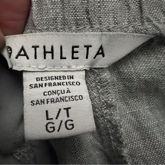 Athleta Retreat Linen Jogger Pant Blue Grey Coastal Casual Women’s Large Tall - Picture 4 of 9